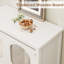 Armoire à café avec rangement en blanc - Console avec portes en verre et design en bois texturé pour le salon ou le couloir