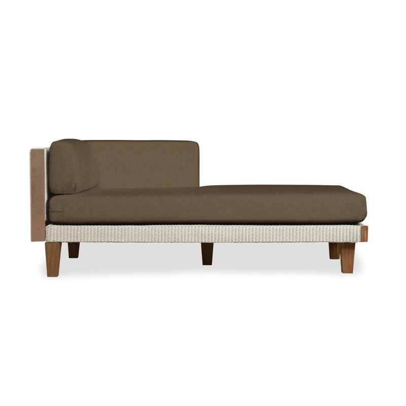 Catalina Outdoor Teak Chaise Lounge, Reflections Grass, Linen