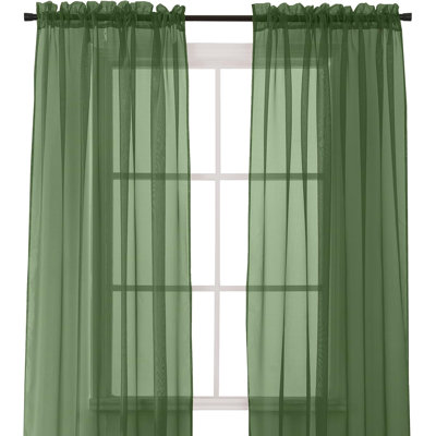 Ensemble de 2 rideaux transparents Gracie Oaks - passe-tringle 2 pouces - voilage uni pour salon, chambre à coucher, 60 x 84