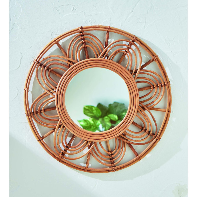 Petals Rattan Round Mirror