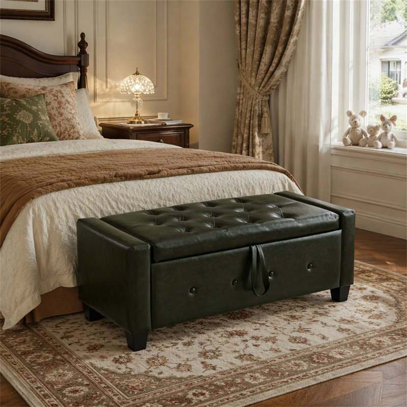 Banc repose-pieds 48 po avec rangement, Dark Green