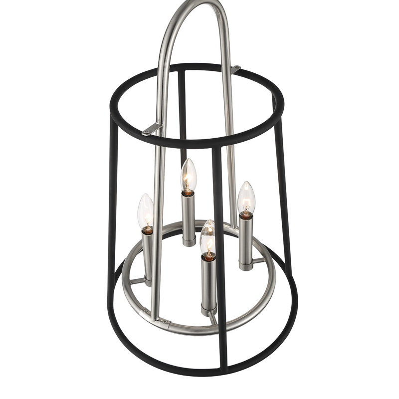 6lt Chandeiler, Black+Nickel, 22.25" H x 14" W x 14" D