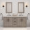 Hugo 72 In. Double Sink Carrara White Marble Countertop Vanity In Grey Oak With Gooseneck Faucets