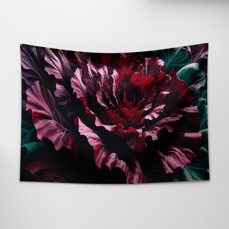 Tapisserie murale à feuilles rouges et légumes, 26 po x 36 po
