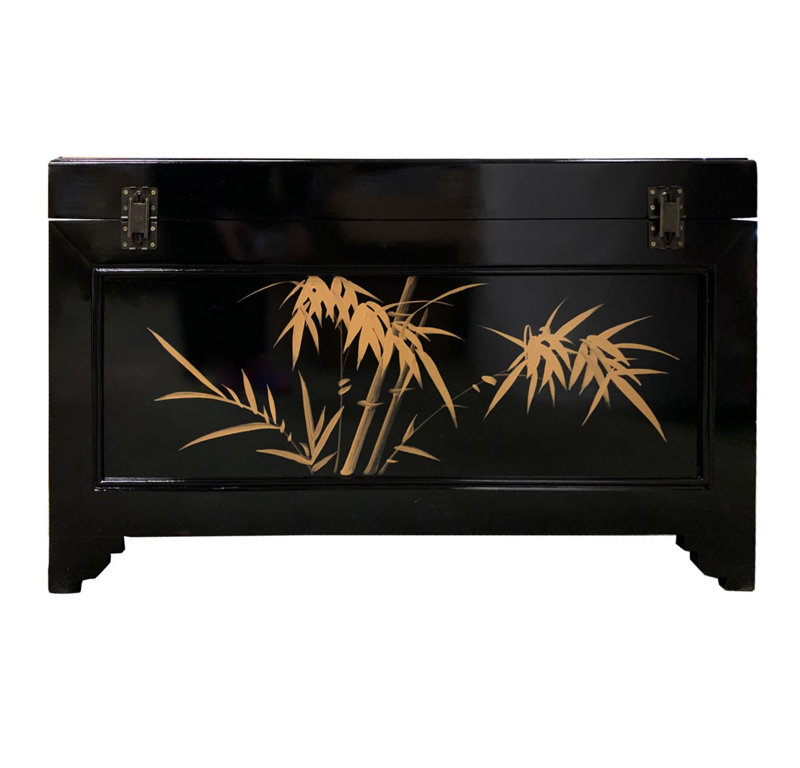 Gold Leaf Bird and Flower Storage Chest