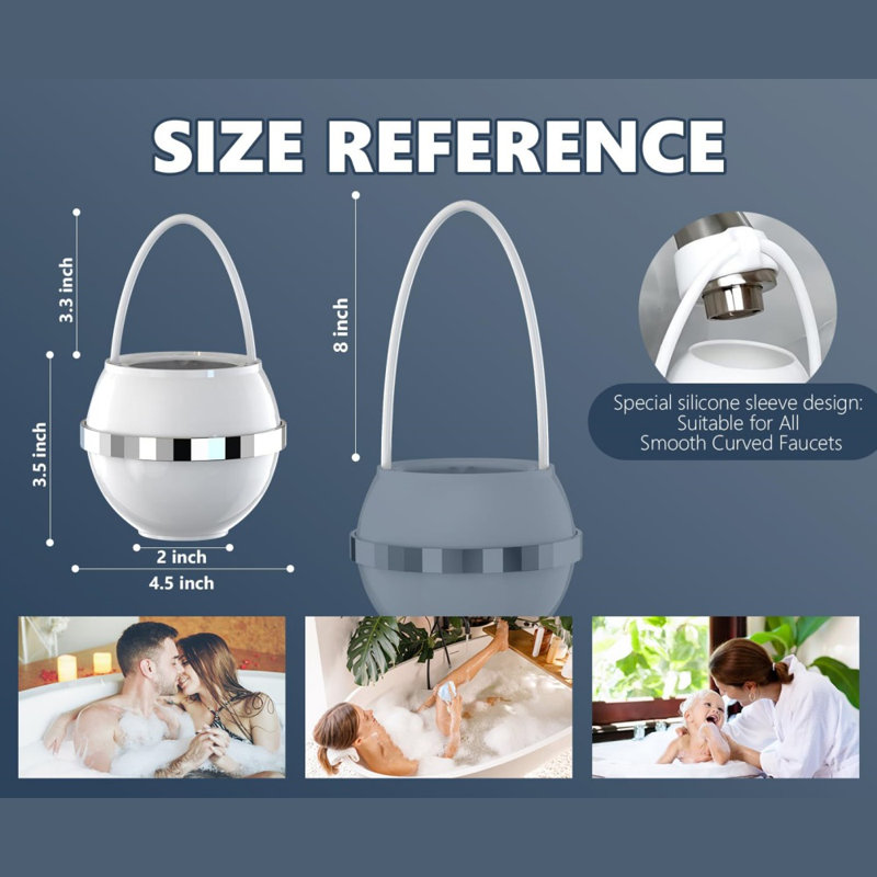 Bath Water Filter for Tub Faucet with Overflow, White