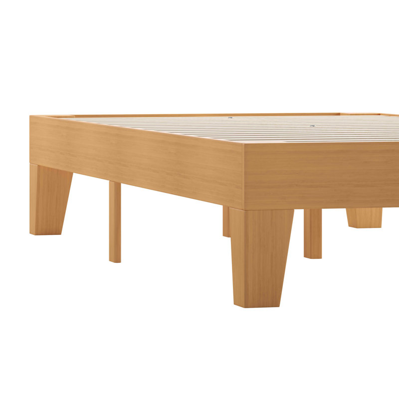 Twin Natural Pine Wood Platform Bed Frame with Slats