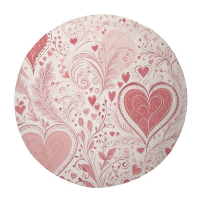 Pink Affection Hearts Braided Rug