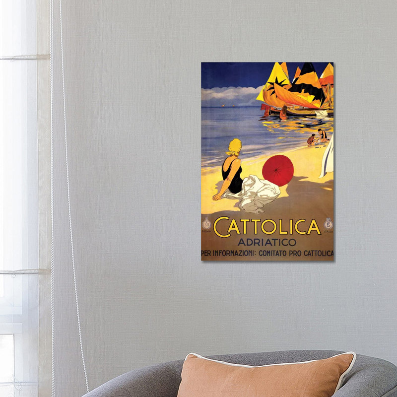 Cattolica Adriatico, Vintage Italian Travel Poster C1920s by Piddix - Wrapped Canvas Print
