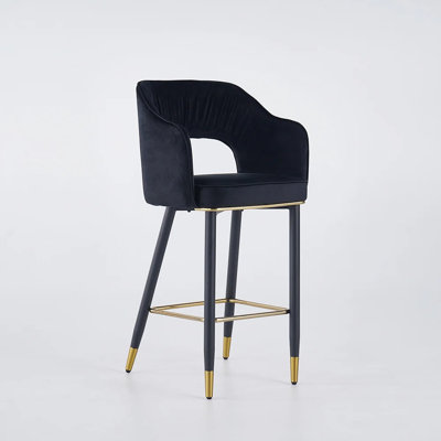 Modern Velvet Bar Stools With Upholstery Black