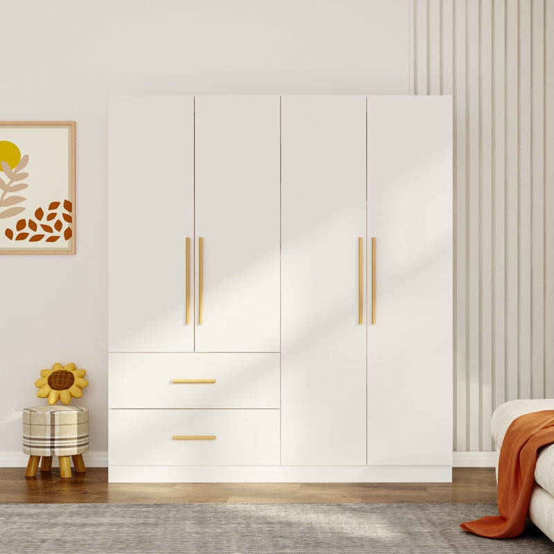 Armoire 63 po en bois blanc avec 2 tiroirs