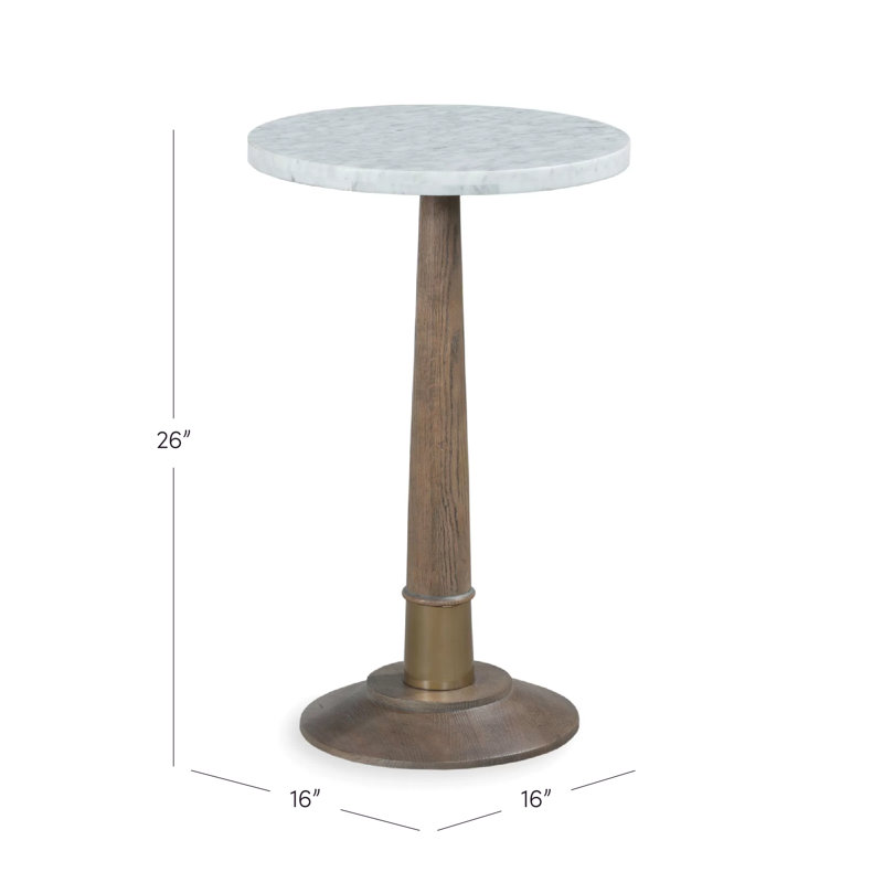 Provence Round Marble Top Pedestal Table with Oak Base