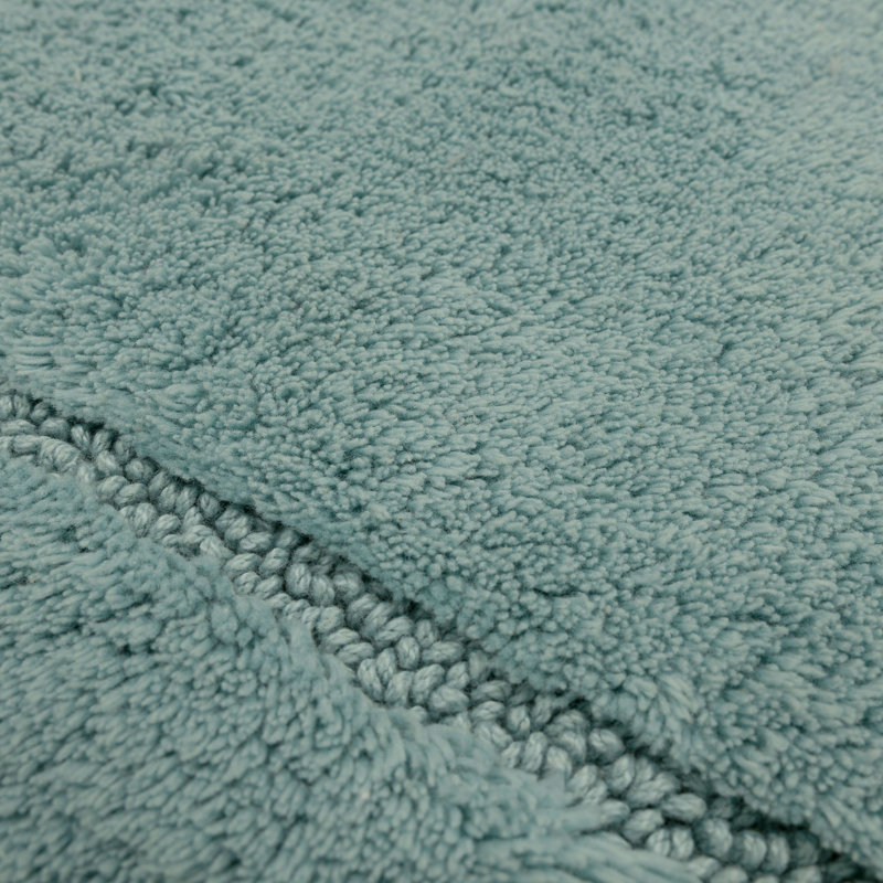 Kalb Solid Cotton Non Slip Machine Washable Bath Rug, Glacier, 17" W x 24" L