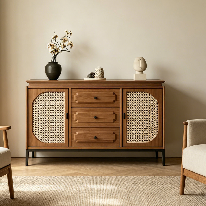Buffet en frêne, H 35,43 po x l 55,12 po x P 14,96 po