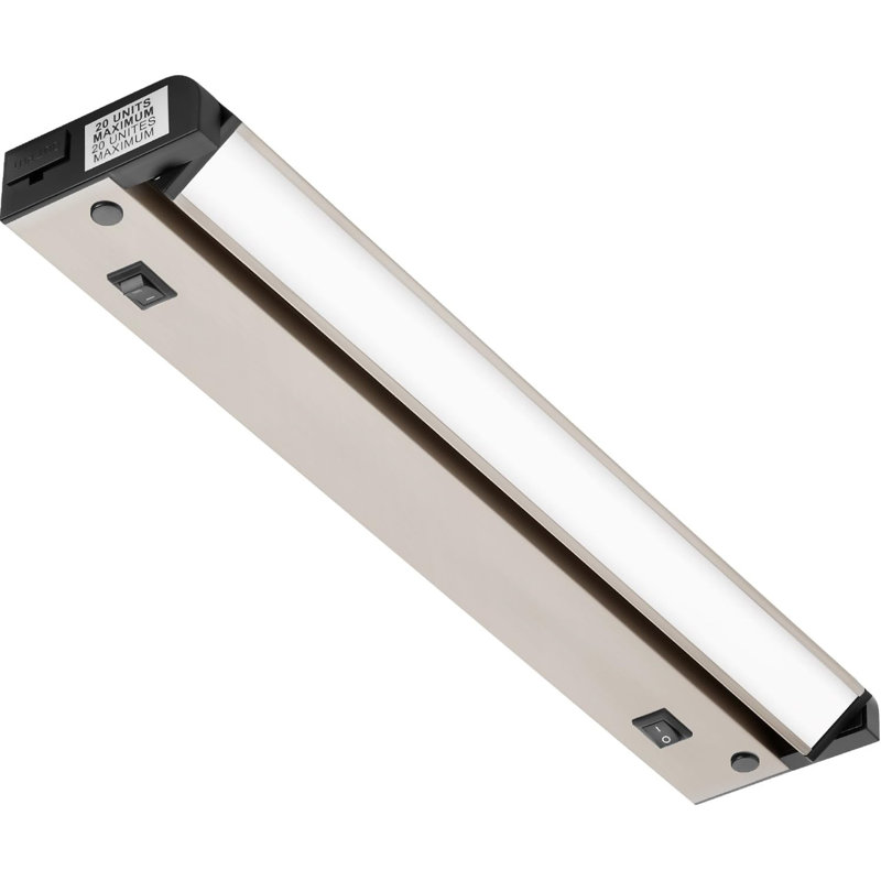 Éclairage sous-armoire pivotant à DEL de 12 po Inlight, 2 niveaux de couleurs, 2 700 K / 4 000 K, à intensité variable avec gradateurs muraux, à brancher uniquement, finition nickel brossé, IN-0109-2-SN