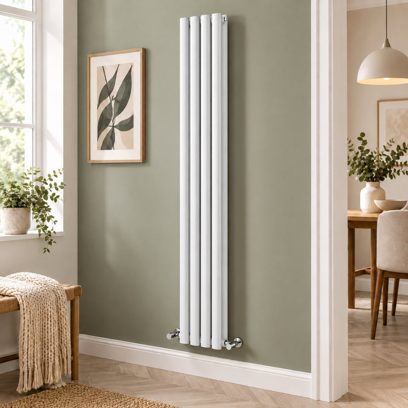 Vertical Flat Panel Radiators, 1800mm H x 235mm W, White