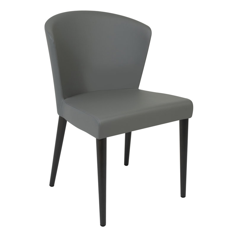 Verona Ecopelle Leather Upholstered Dining Chair, Gray, Wenge