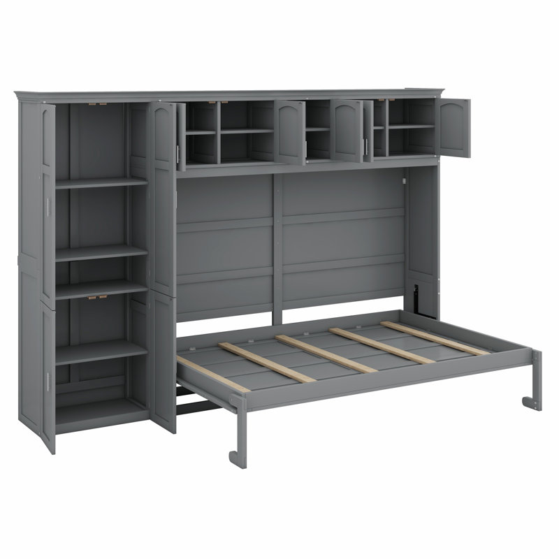 Lit escamotable mural avec armoires Murphy, Gris