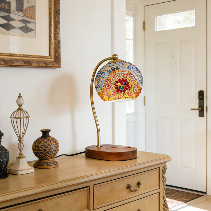 Bougie, lampe chauffante, mosaïque, verre, aromathérapie, cire, lampe de fonte, lampe de table en bois pour le salon de la chambre à coucher