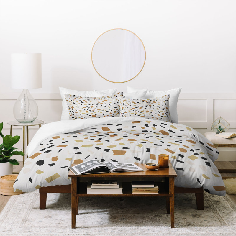 Alisa Polyester Geometric Shapes Duvet Cover, Queen Duvet Cover + 2 Shams