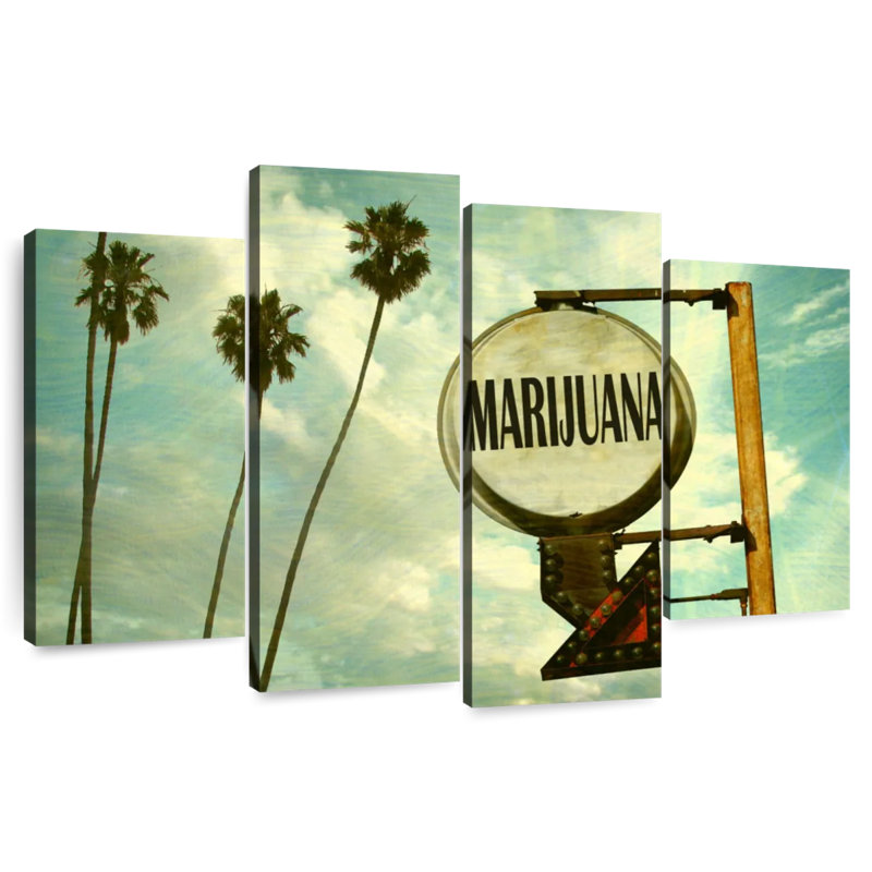 Signe de marihuana rétro, H 54 po x l 84 po