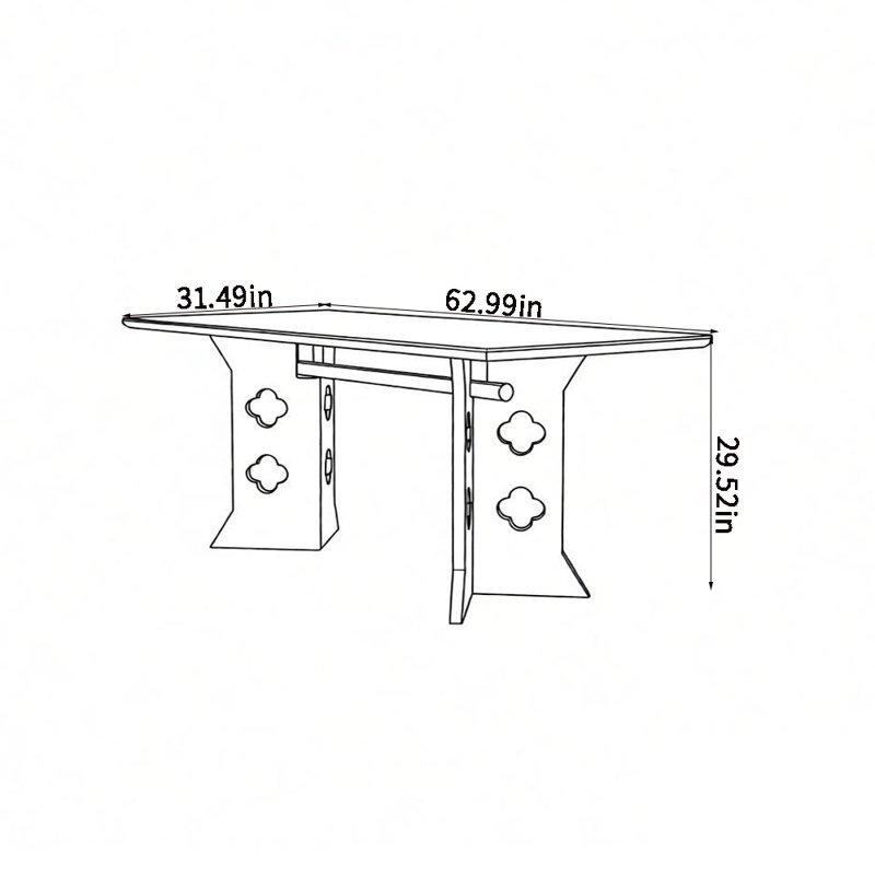 Burdon Elegant sintered stone rectangular dining table, 29.52"H x 62.99"L x 31.49"W