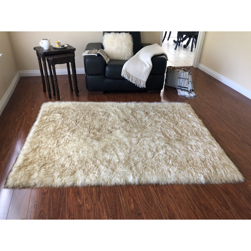 Whitlatch Performance Faux Sheepskin Washable Indoor Rug, Rectangle 9' x 12'