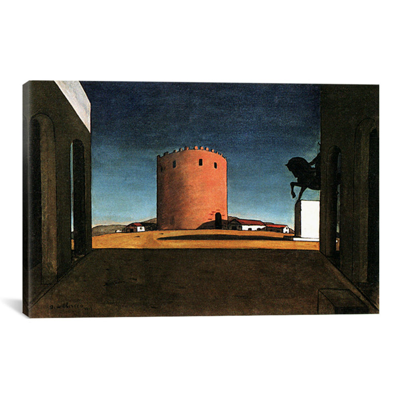"La tour rouge" par Giorgio de Chirico, reproduction d'art sur toile tendue, H 8 po x l 12 po x P 0,75 po, Toile tendue