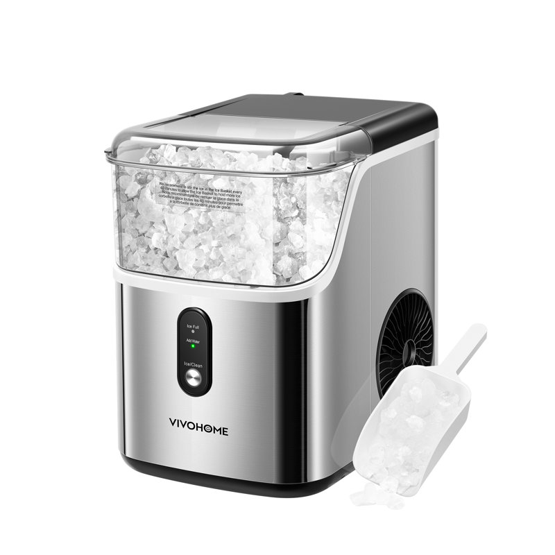 33 lb Stainless Steel White Nugget Countertop Ice Maker