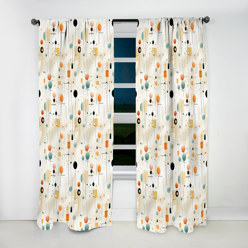Motif de fougères beige minimaliste - rideau en velours moderne - obscurcissant - 1 panneau, L 52 po x L 84 po