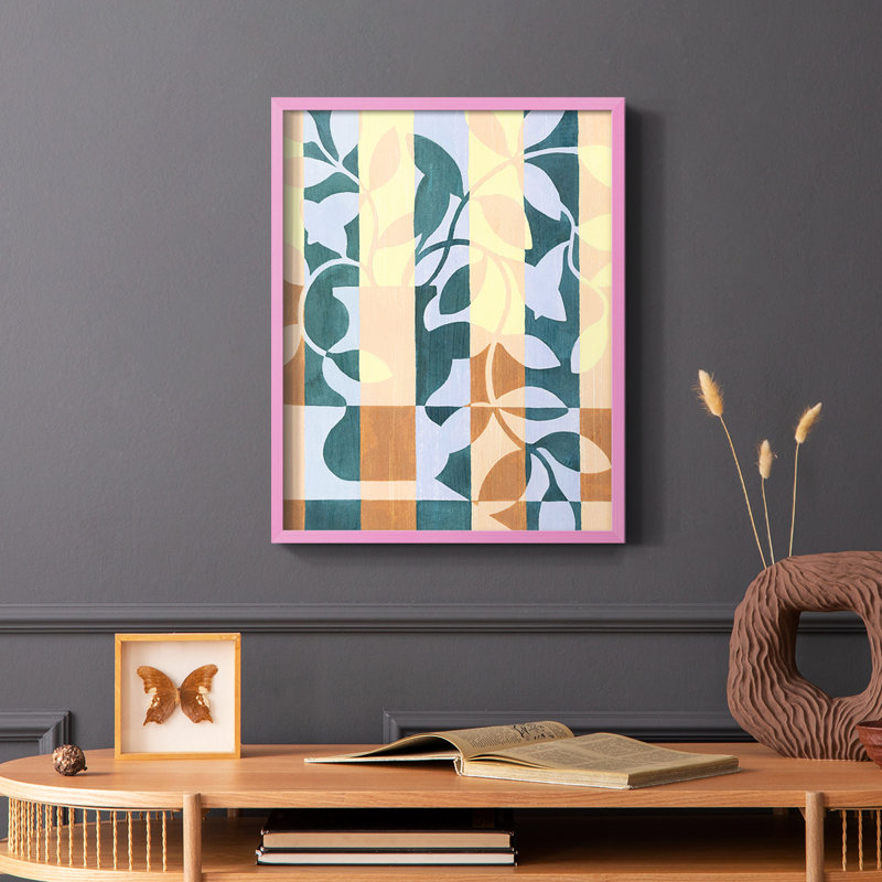 «Chequered Cutting II», reproduction encadrée - bois massif, Rose, H 10 po x l 8 po