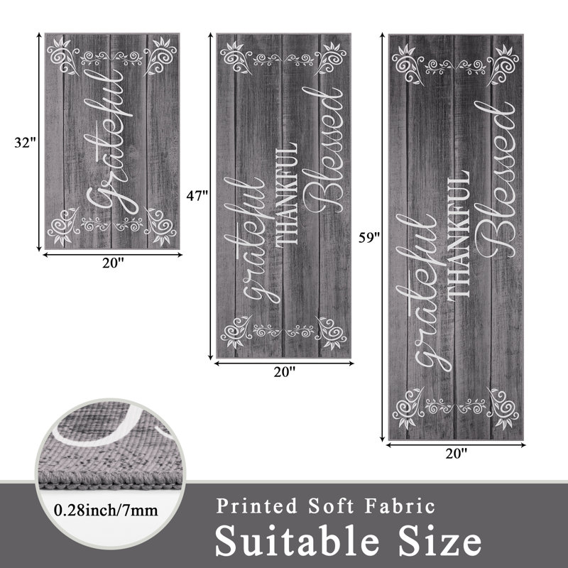 Lightweight Kitchen Mats(Set of 3), Gray