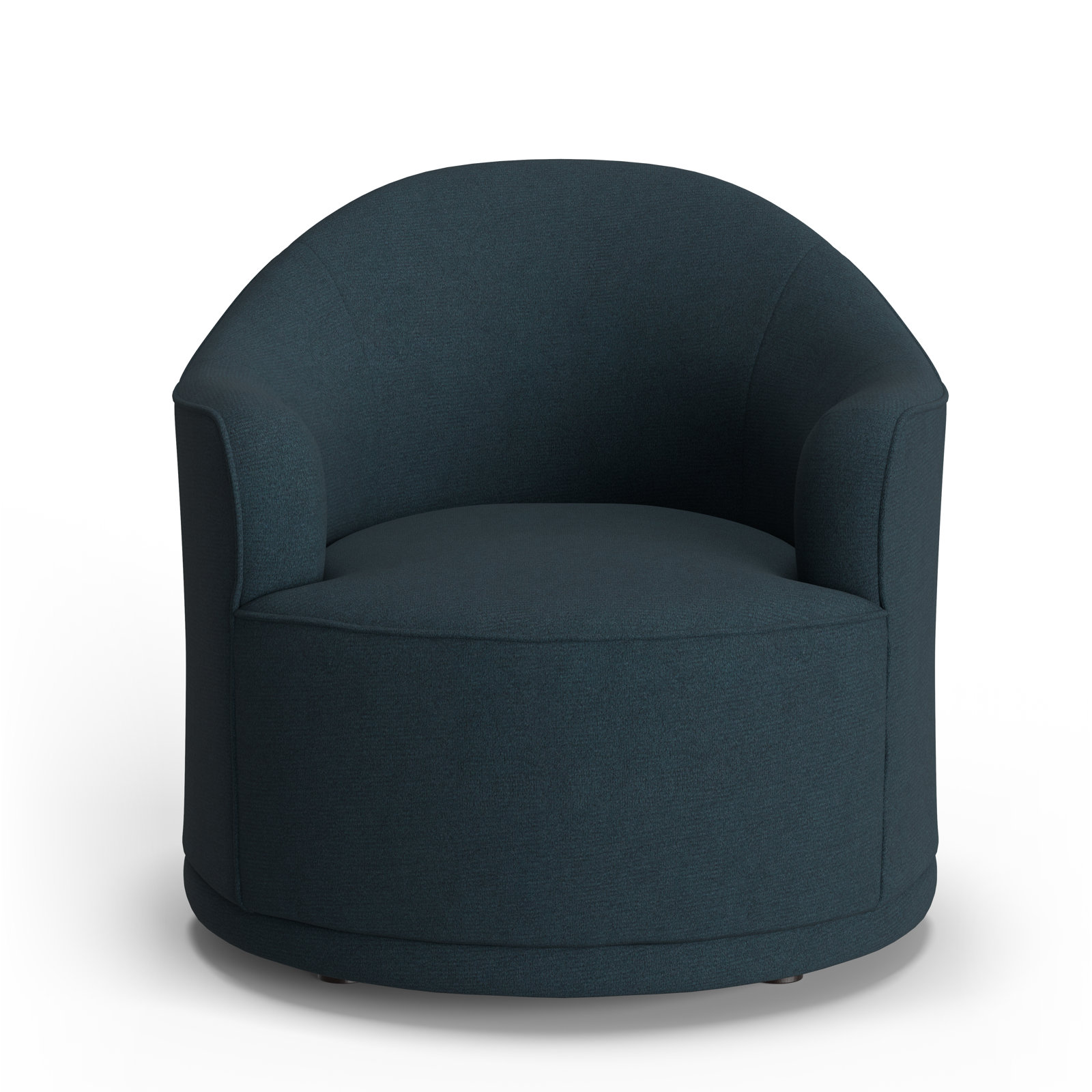 Upholstered Swivel Barrel Chair, Midnight Performance Weave