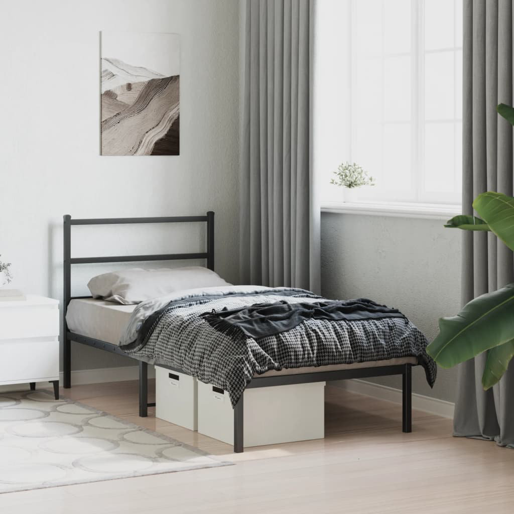 VidaXL Metal Bed Frame Black 95x196cm - Image 3