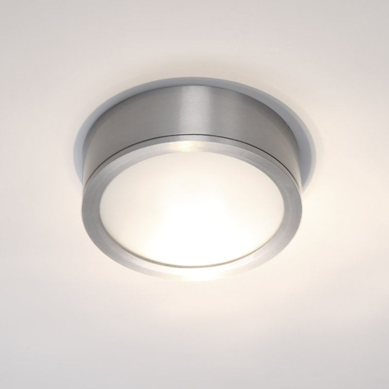 Tube Glass Flush Mount, Brushed Aluminum