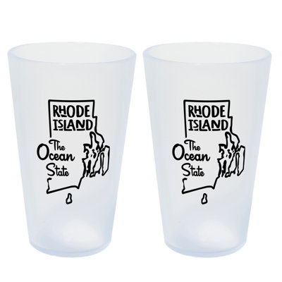 Silipint: State Pint Glasses 16oz: 2 Pack - Rhode Island - Icicle Silicone Cups