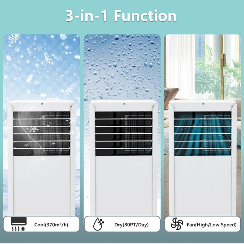 8,000 BTU Portable Air Conditioner with Built-In Dehumidifier