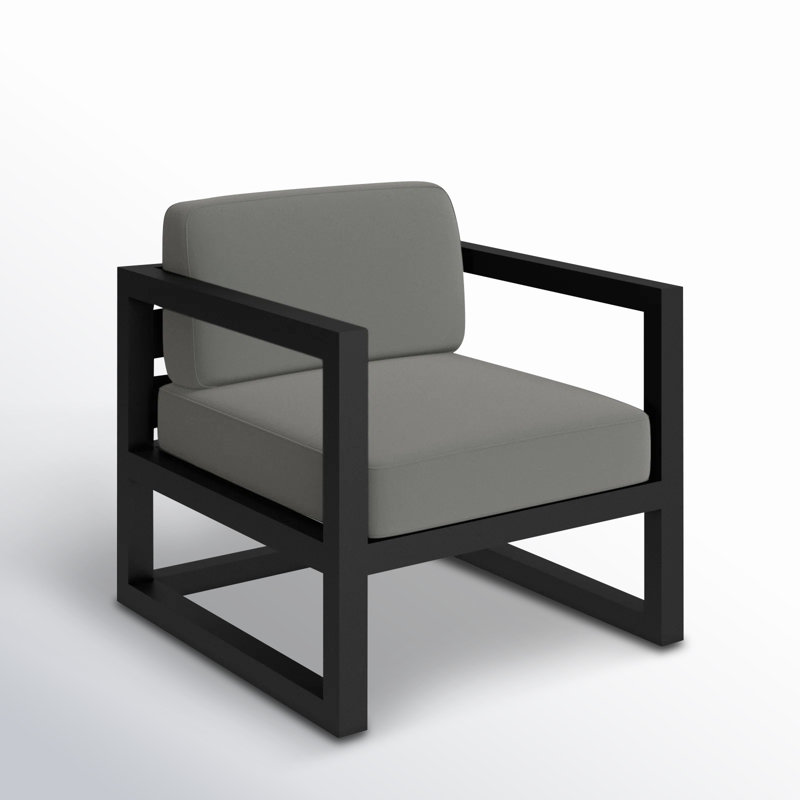 Avion Outdoor Lounge Chair, Canvas Charcoal Sunbrella® Canvas, Black