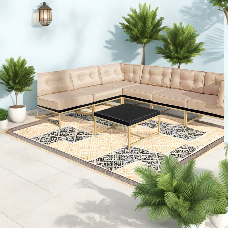 Pièce de canapés de patio, modulaire modulaire en métal pour la cour arrière