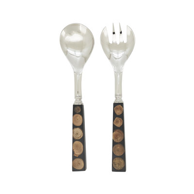 Artisan Wood & Resin Salad Server Set