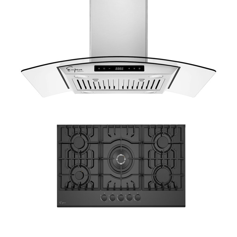 Ensemble de cuisine 2 pièces avec cuisinière à gaz autoportante 36 po et hotte murale 36 po