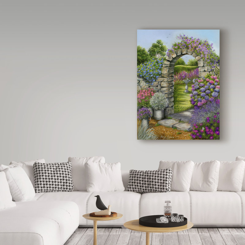 « maison de jardin », reproduction de peinture à l’acrylique sur toile tendue, H 19 po x l 14 po x P 2 po