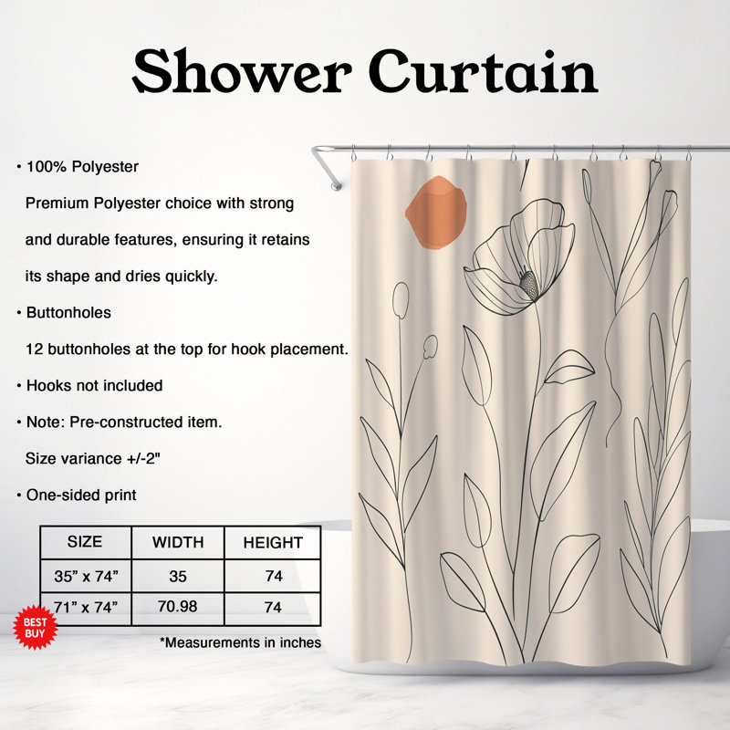 Rideau de douche Rustic Boho, H 74 po x l 71 po