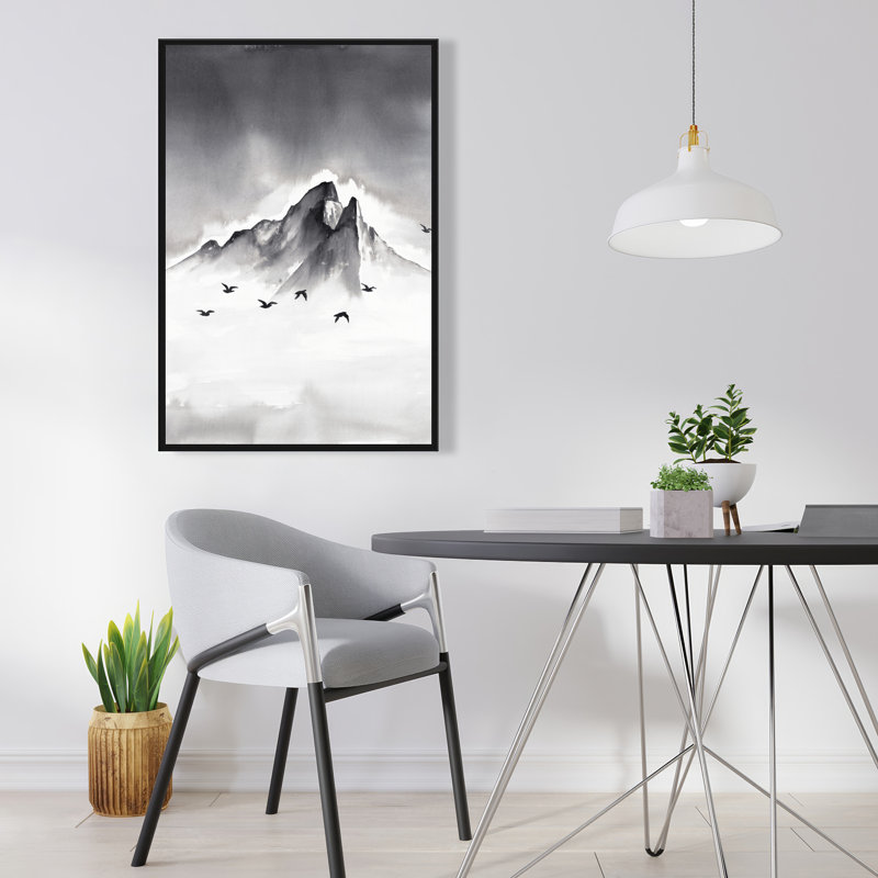 Sommet de la montagne - Toile encadrée oiseau noir pour la décoration intérieure