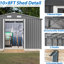 10x8 Ft Metal Shed For Backyard, Lockable Door, Grey Finish Outdoor Storage In With Frame