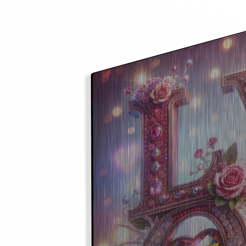  «Love In Pink» par Rey Klimt, art mural en métal, 24 po x 24 po, H 24 po x l 24 po