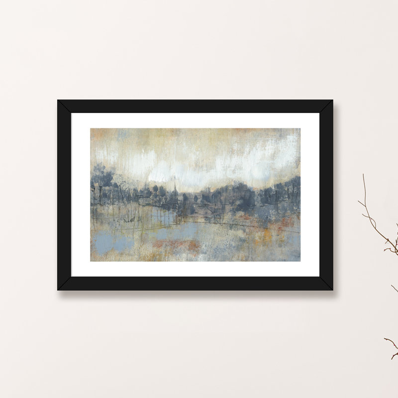 «Cool Gray Horizon I» par Jennifer Goldberger, reproduction d'art sur toile tendue, H 24 po x l 32 po, Black