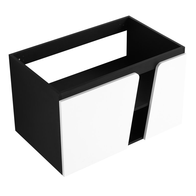 Meuble-lavabo 32 po, porte à fermeture douce, style contemporain, meuble-lavabo moderne blanc et noir 32 pi, fixation murale, fermeture douce et teinte