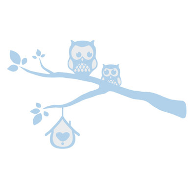 Décalcomanie murale owls sur une branche