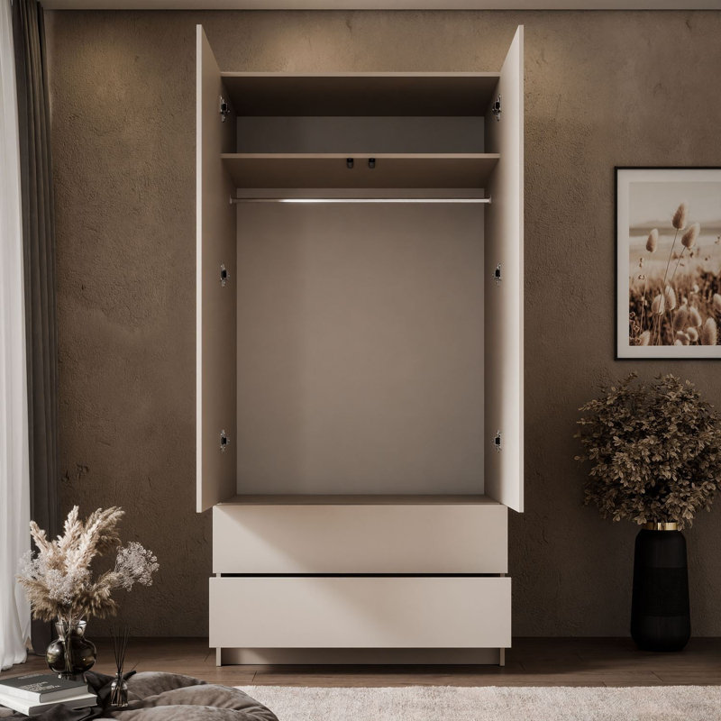 2 Door Wardrobe, handle-free opening system